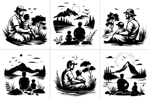 Fathers Day Silhouette Line Art SVG Review